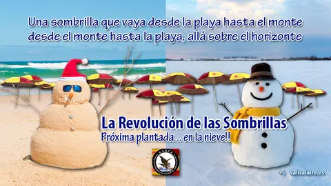 sombrillas en la nieve